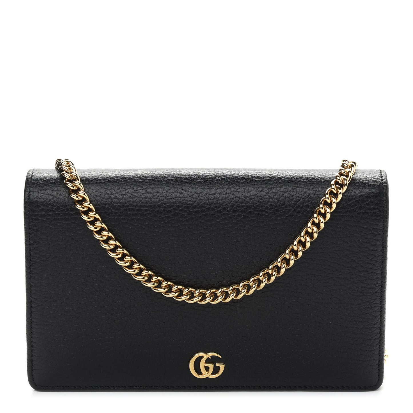 Calfskin Mini GG Marmont Chain Wallet Black