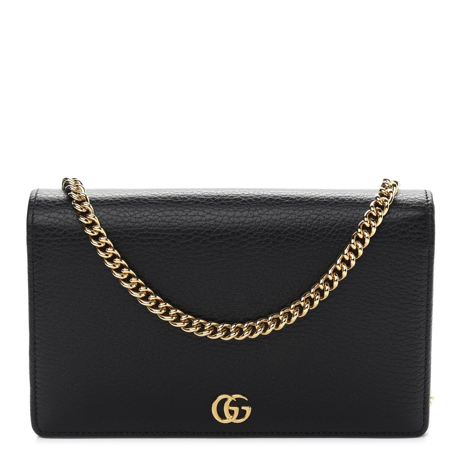 Gucci Calfskin Mini GG Marmont Chain Wallet Black 1 of 8