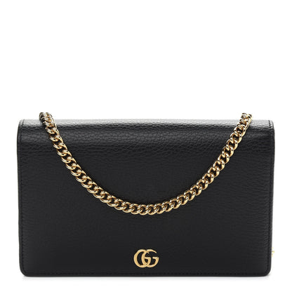 Gucci Calfskin Mini GG Marmont Chain Wallet Black 1 of 8