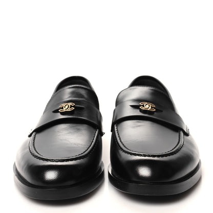 Chanel Shiny Calfskin CC Moccasin Loafers 39 Black 2 of 9
