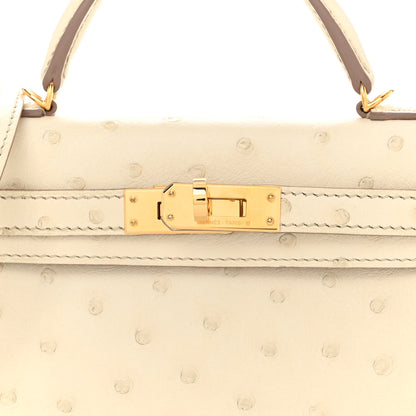 Hermes Ostrich Kelly Sellier Mini 20 Beton 8 of 11