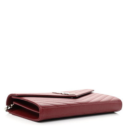 Saint Laurent Grain De Poudre Matelasse Chevron Monogram Chain Wallet Palissandre 4 of 11