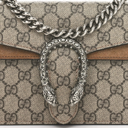 Gucci GG Supreme Monogram Suede Crystal Small Dionysus Shoulder Bag Beige Ebony Taupe 8 of 11
