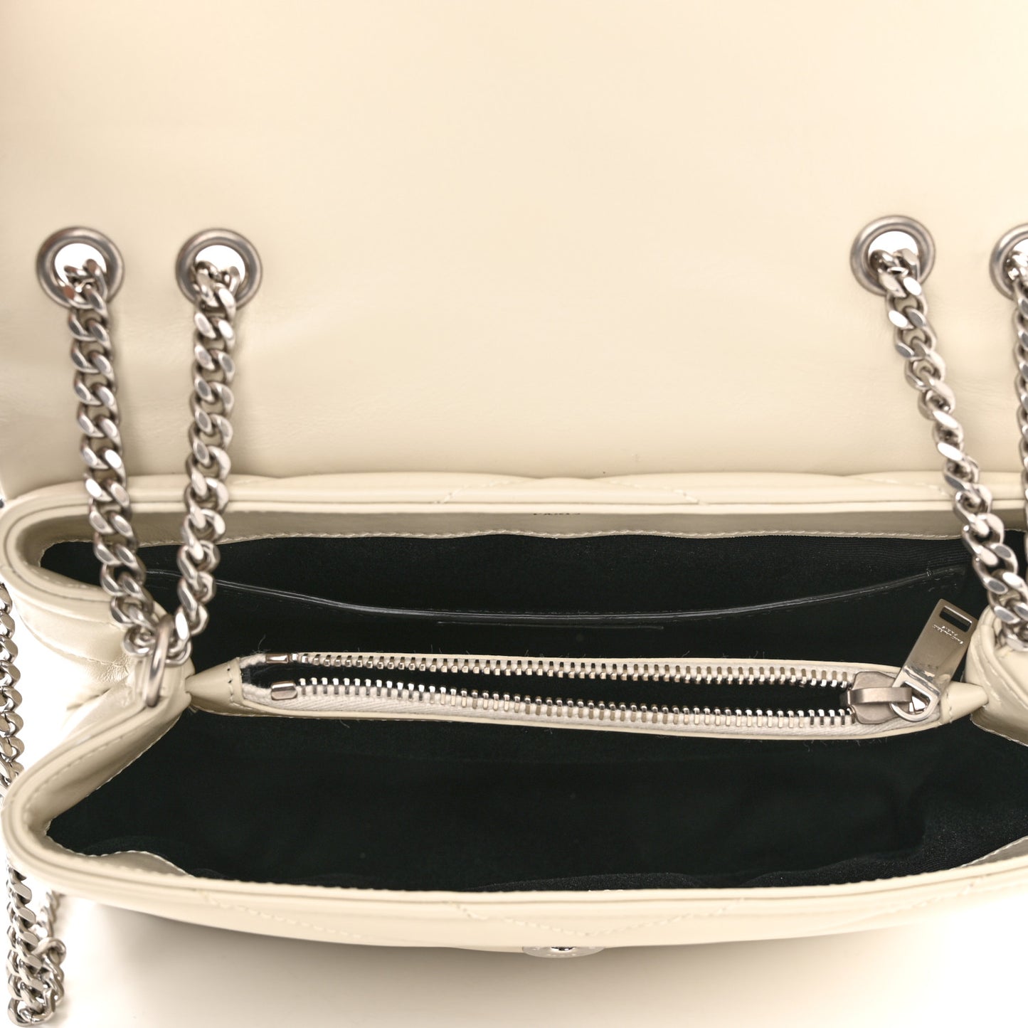 Calfskin Y Quilted Monogram Small Loulou Chain Satchel Blanc Vintage