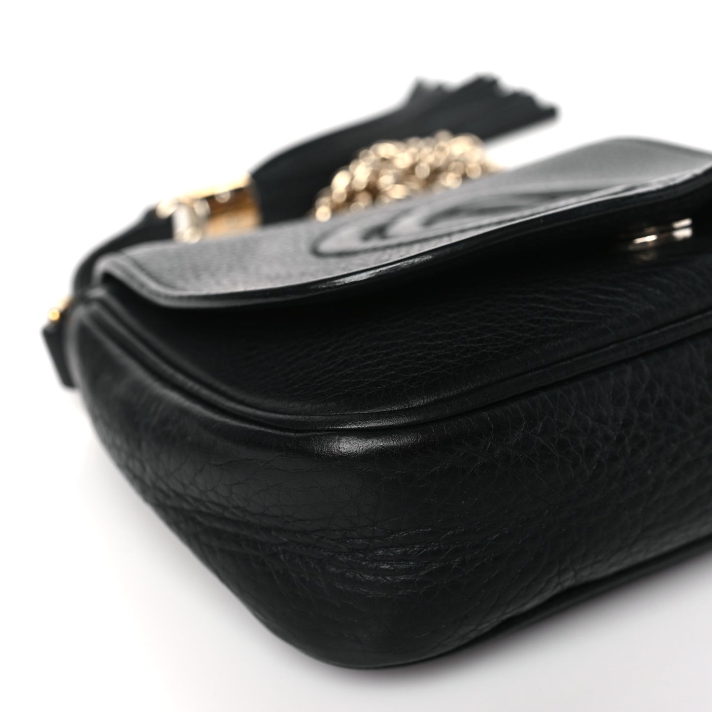Pebbled Calfskin Small Soho Flap Crossbody Black