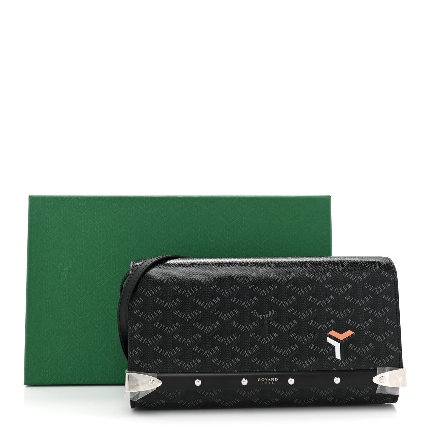 Goyardine Monte Carlo Bois Clutch With Strap Jet Black