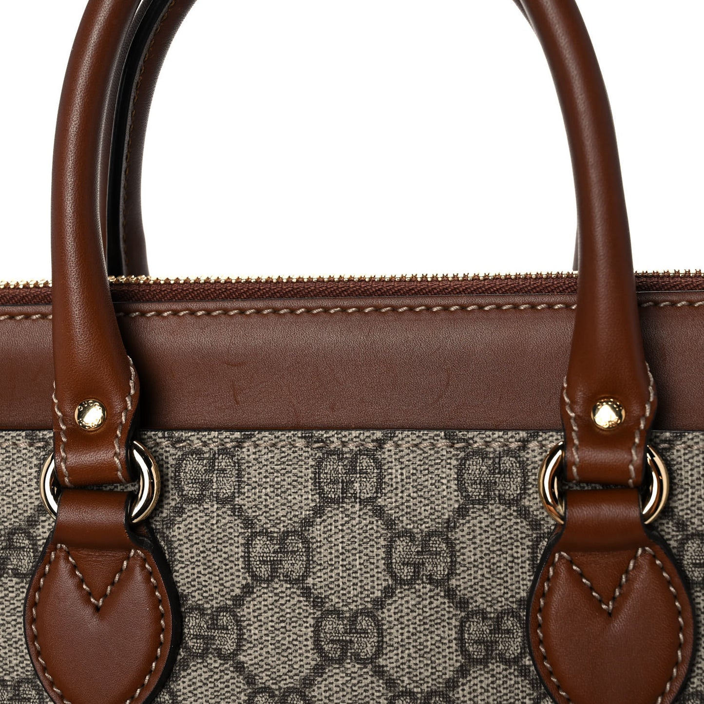 GG Supreme Monogram Mini Zip Top Tote Beige Tuscany