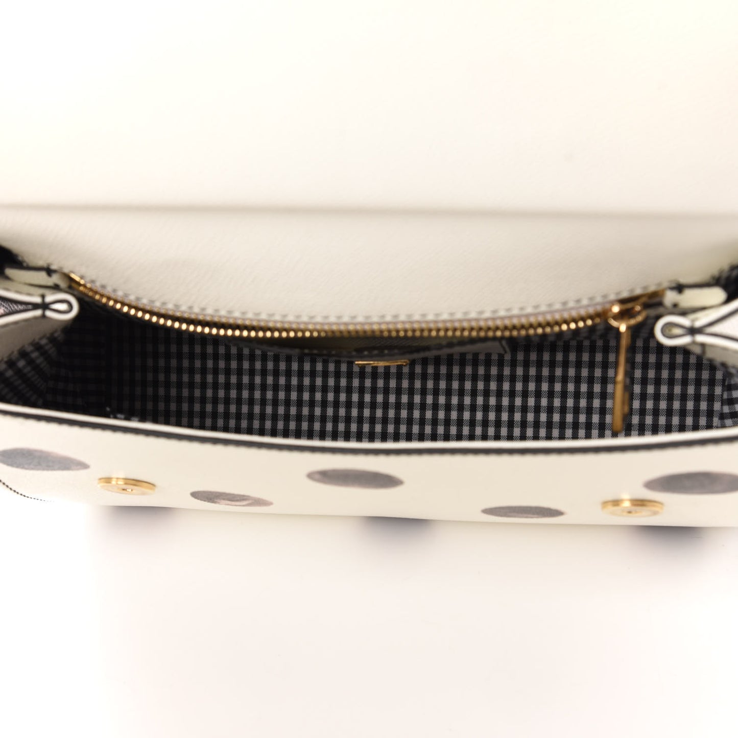 Vitello Polka Dot Medium Miss Sicily Satchel White