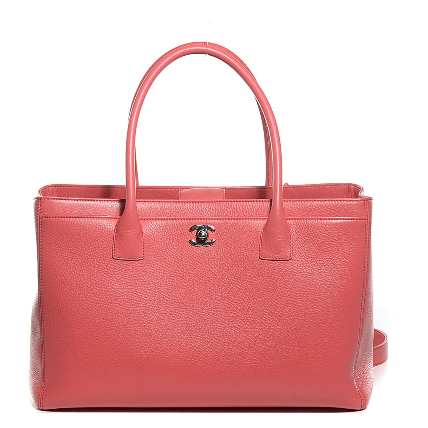 Calfskin Cerf Executive Shopper Tote Coral