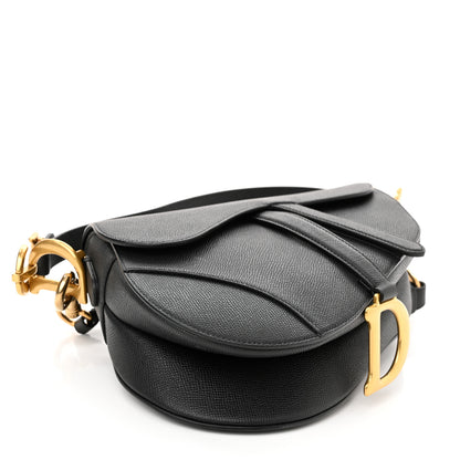 Christian Dior Grained Calfskin Saddle Bag With Strap Black 4 of 10