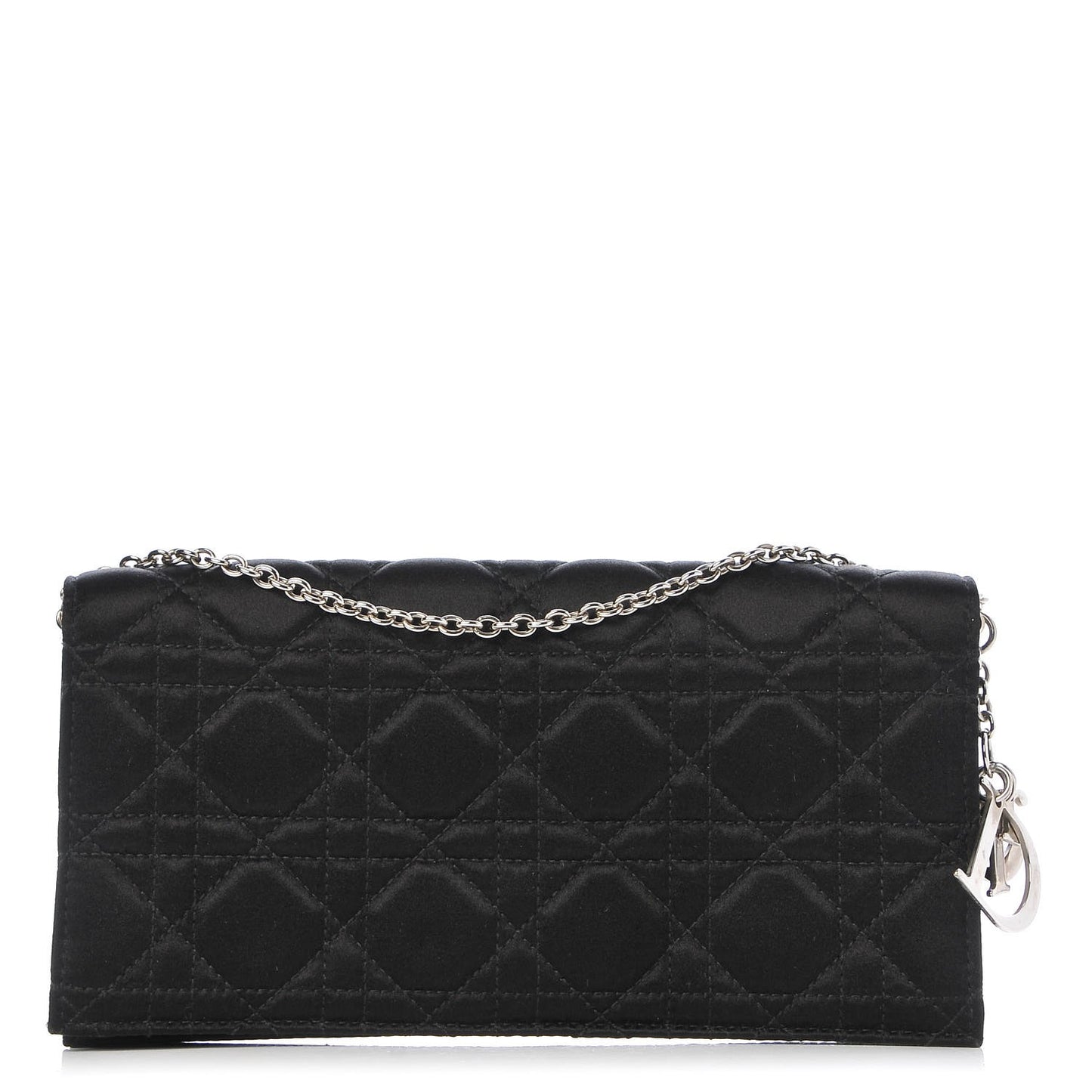 Satin Cannage Lady Dior Convertible Clutch Black