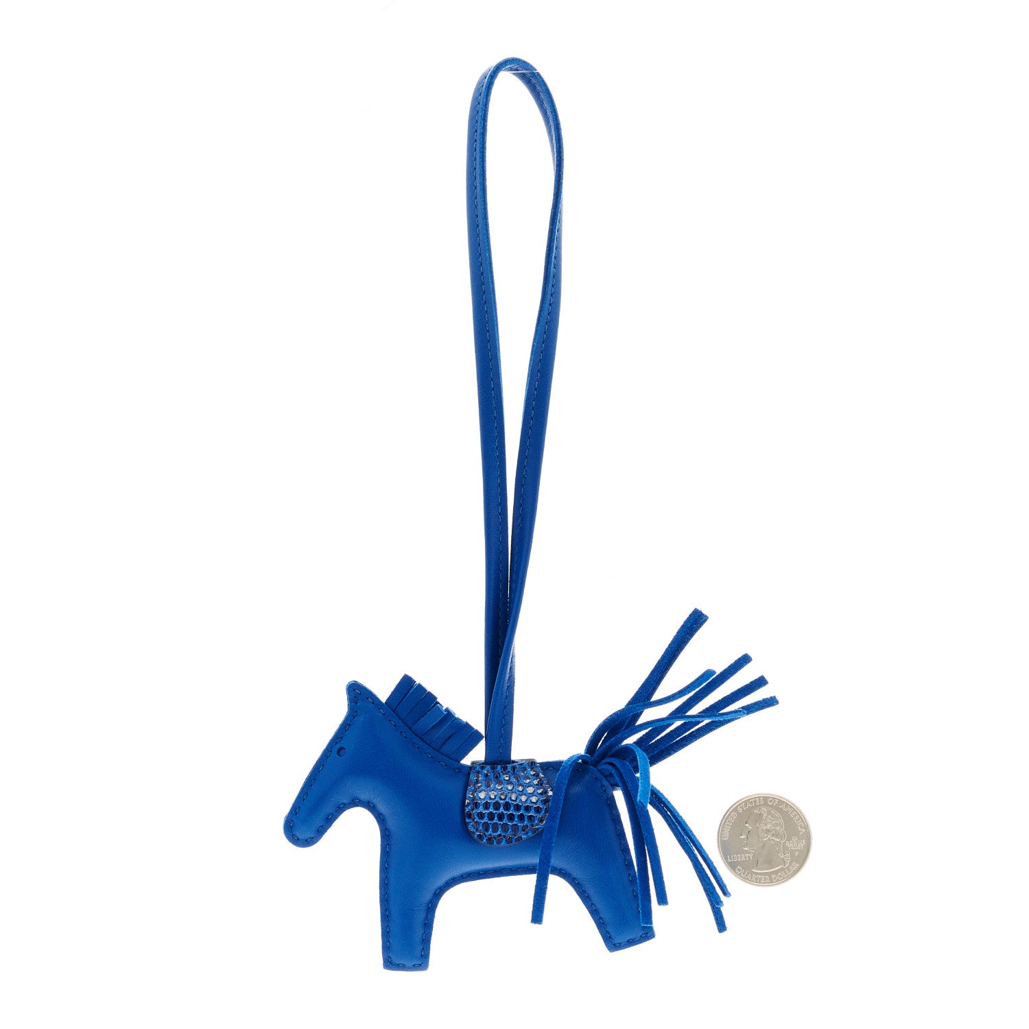 Hermes Milo Lambskin Lizard Touch Grigri Rodeo Horse Bag Charm PM Bleu France Bleu Saphir 2 of 5
