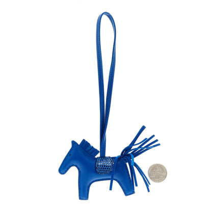 Hermes Milo Lambskin Lizard Touch Grigri Rodeo Horse Bag Charm PM Bleu France Bleu Saphir 2 of 5