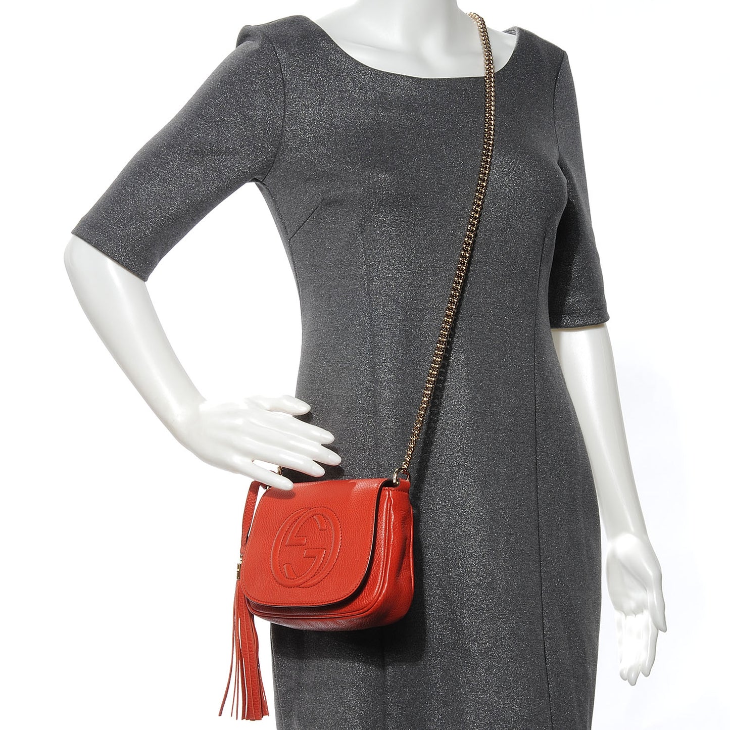 Pebbled Calfskin Small Soho Flap Crossbody Sun Orange