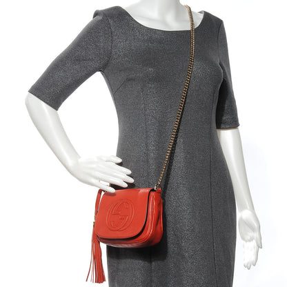 Gucci Pebbled Calfskin Small Soho Flap Crossbody Sun Orange 2 of 7