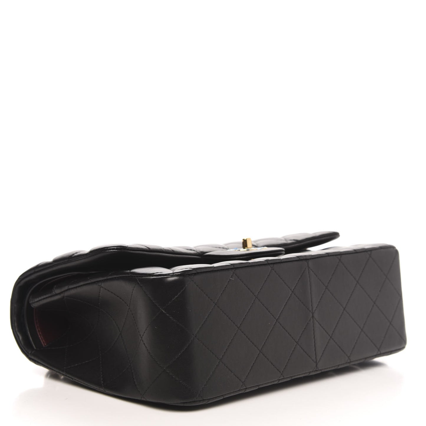 Lambskin Quilted Jumbo Double Flap Black