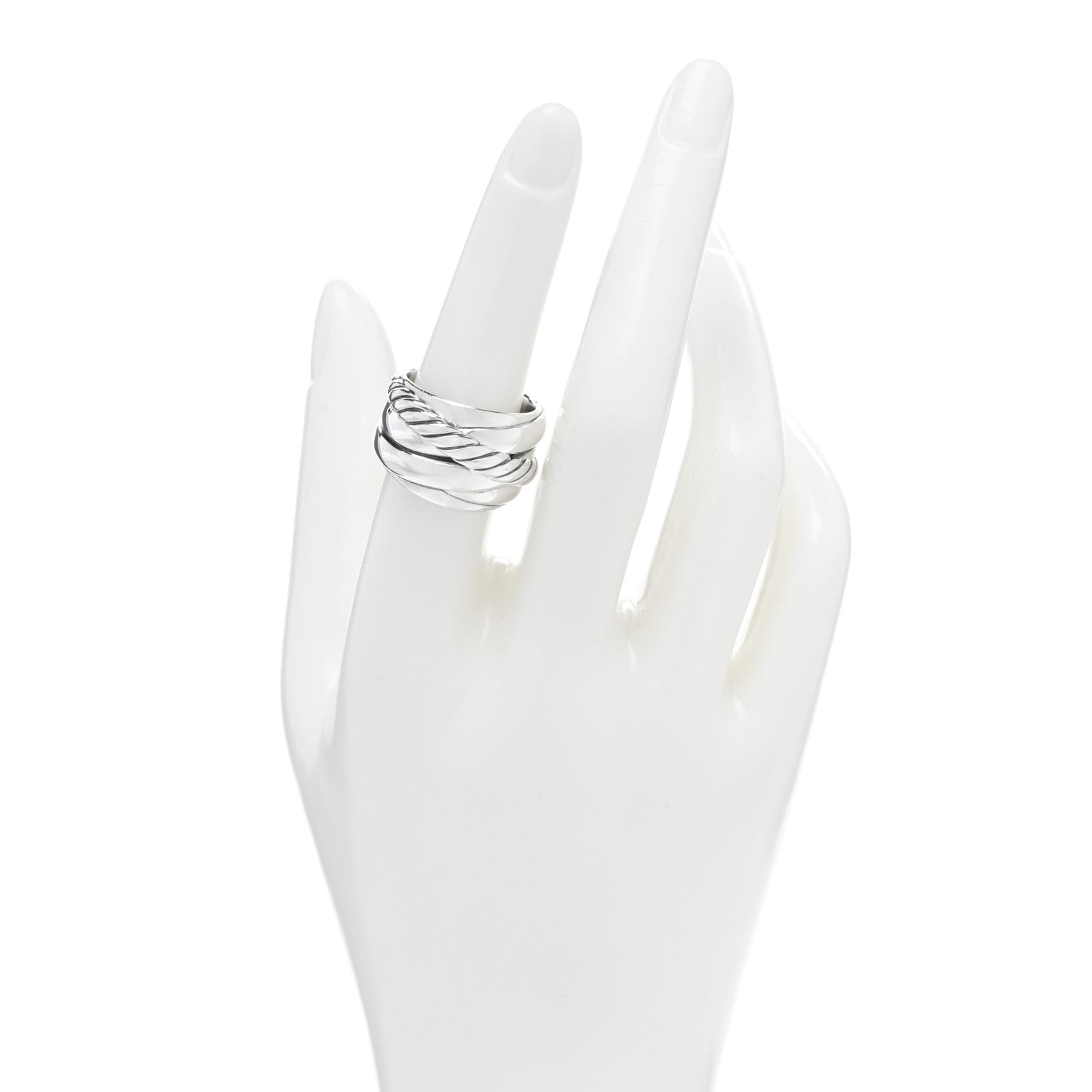 David Yurman Sterling Silver Crossover Cable Ring 55 7.25 2 of 4