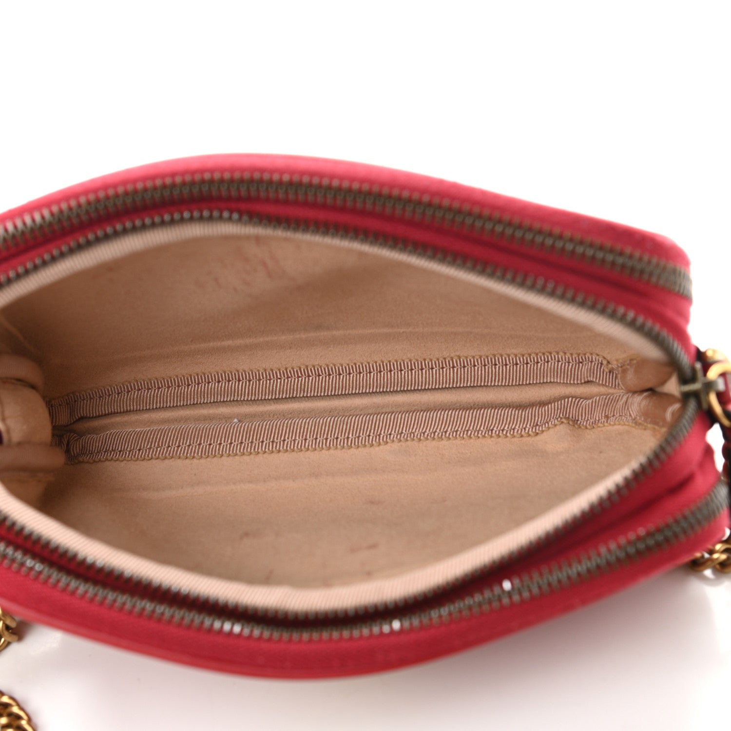 Gucci Calfskin Matelasse Mini GG Marmont Chain Crossbody Bag Hibiscus Red 6 of 16