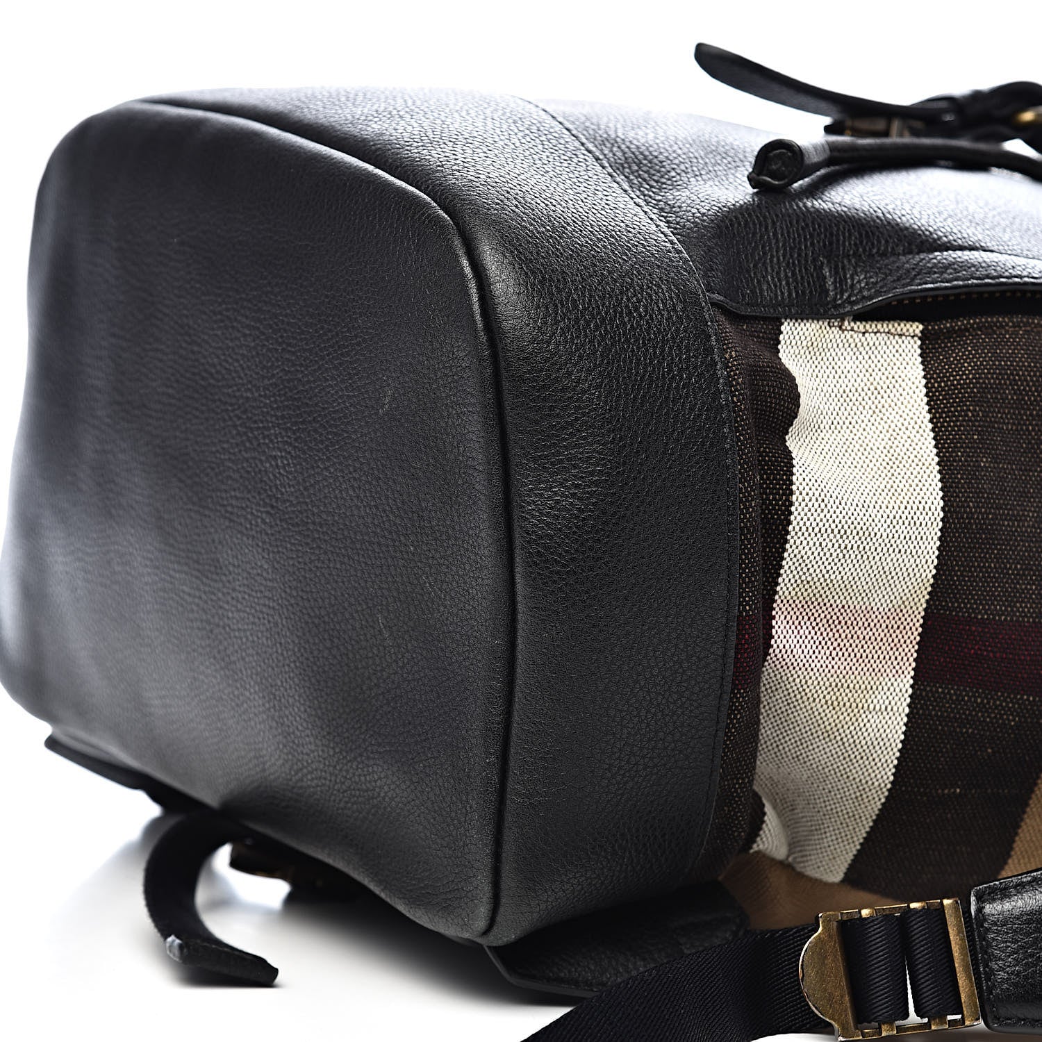Burberry Grain Calfskin Canvas Mega Check Drifton Backpack Black 13 of 14