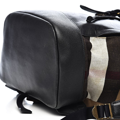 Burberry Grain Calfskin Canvas Mega Check Drifton Backpack Black 13 of 14