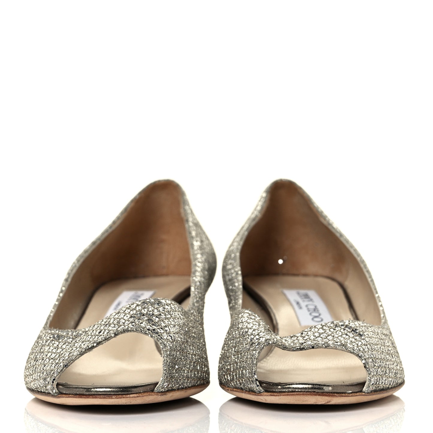 Glitter Fabric Baxen Peep Toe Wedges 41 Silver Gold