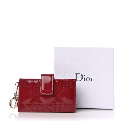 Christian Dior Patent Cannage Lady Dior 5-Gusset Card Holder Scarlet 9 of 9