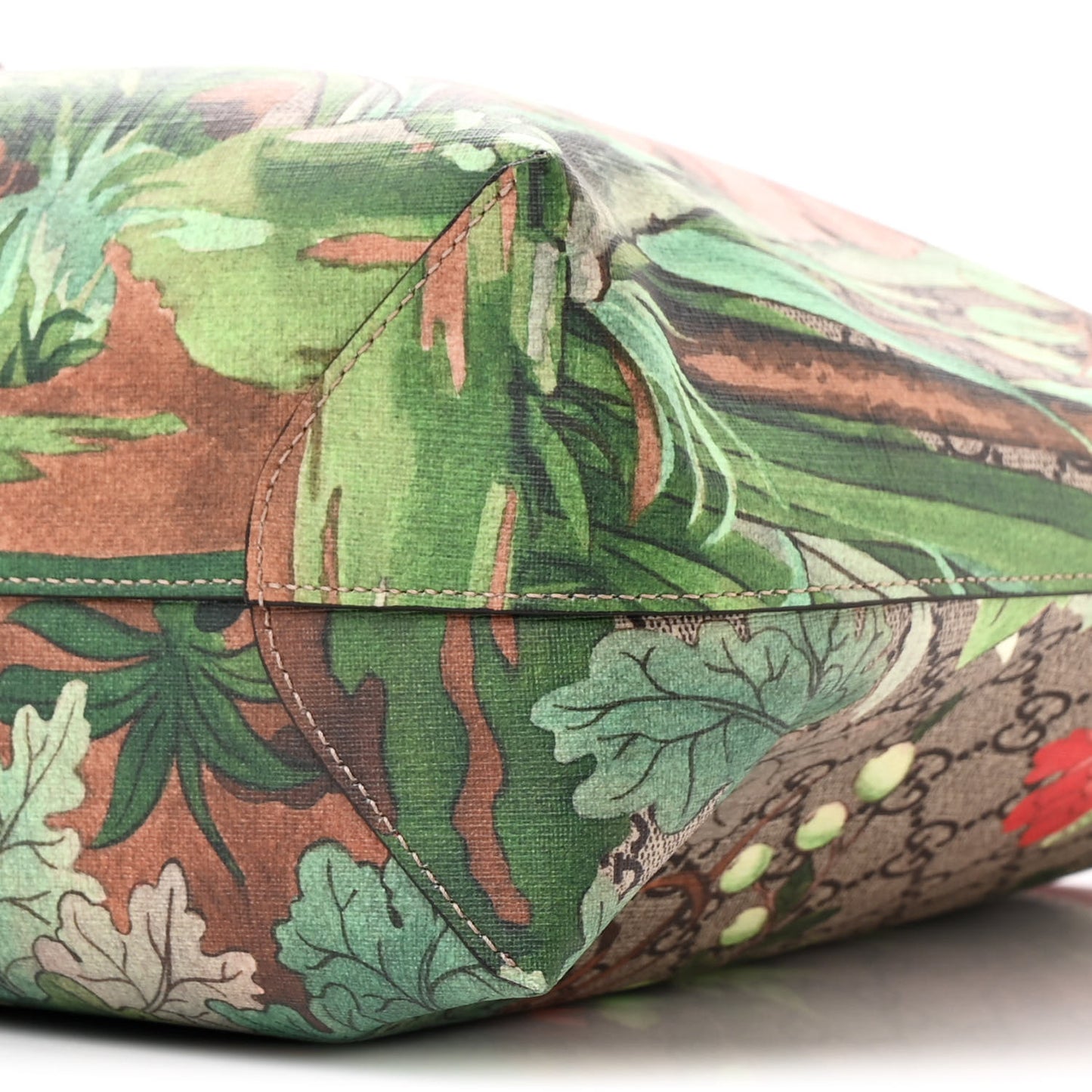 GG Supreme Monogram Tian Medium Shopping Tote Beige Multicolor Red