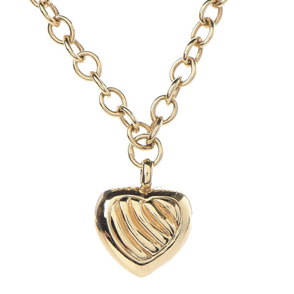 David Yurman 18K Yellow Gold Cable Heart Charm Necklace 4 of 7