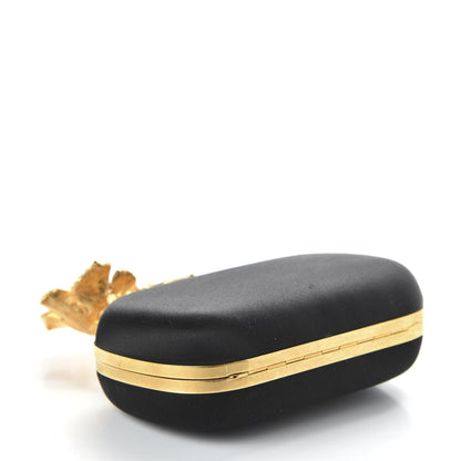 Alexander McQueen Satin Floral Knuckle Duster Box Clutch Black 4 of 8