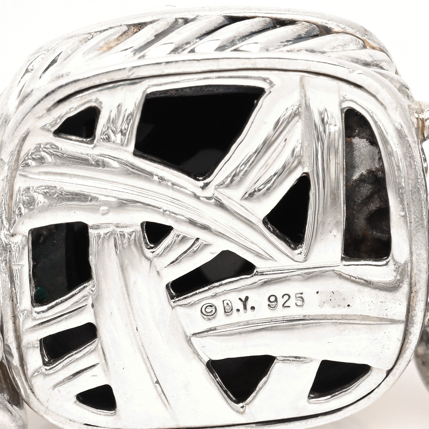 David Yurman Sterling Silver Diamond Black Onyx Albion Cable Chain Bracelet 5 of 6