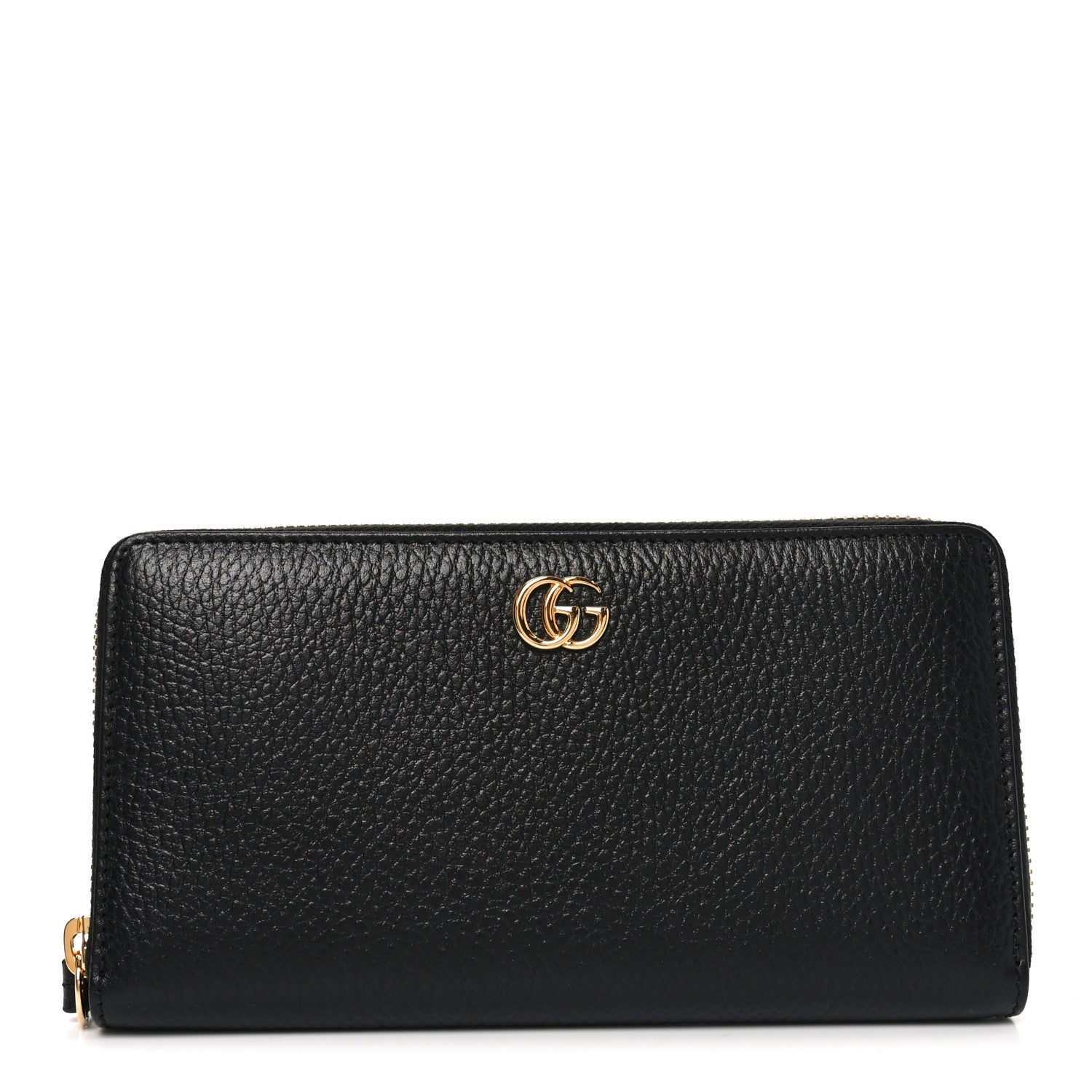 Gucci Dollar Calfskin GG Marmont Zip Around Wallet Black 1 of 8
