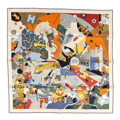Hermes Silk Ca Decoiffe! Scarf 90 Marine Creme Vert Amande 1 of 4