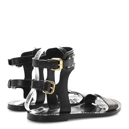 Louis Vuitton Calfskin Monogram Nomad Flat Sandals 36.5 Black 5 of 10
