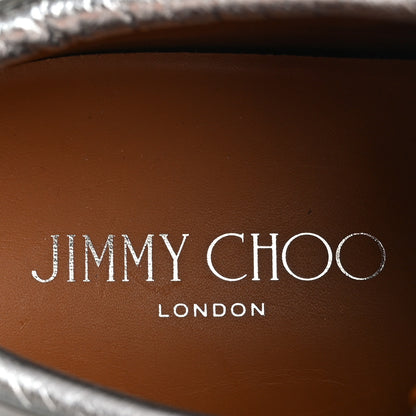 Jimmy Choo Liquid Mirror Calfskin Embossed Miami Sneaker 39 Silver Black 8 of 13