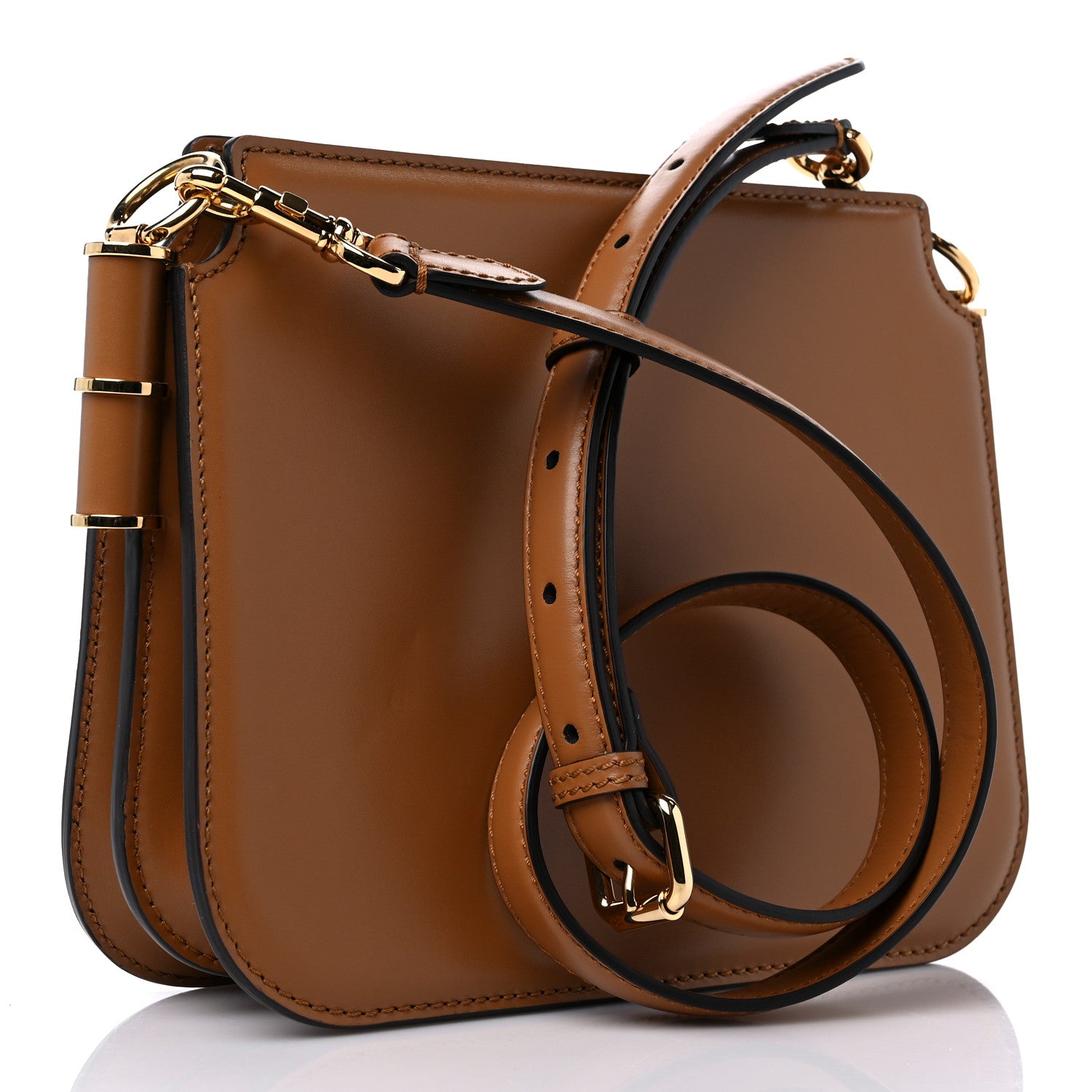Fendi Vitello King Luxor Fendi Touch Shoulder Bag Caramello 3 of 10