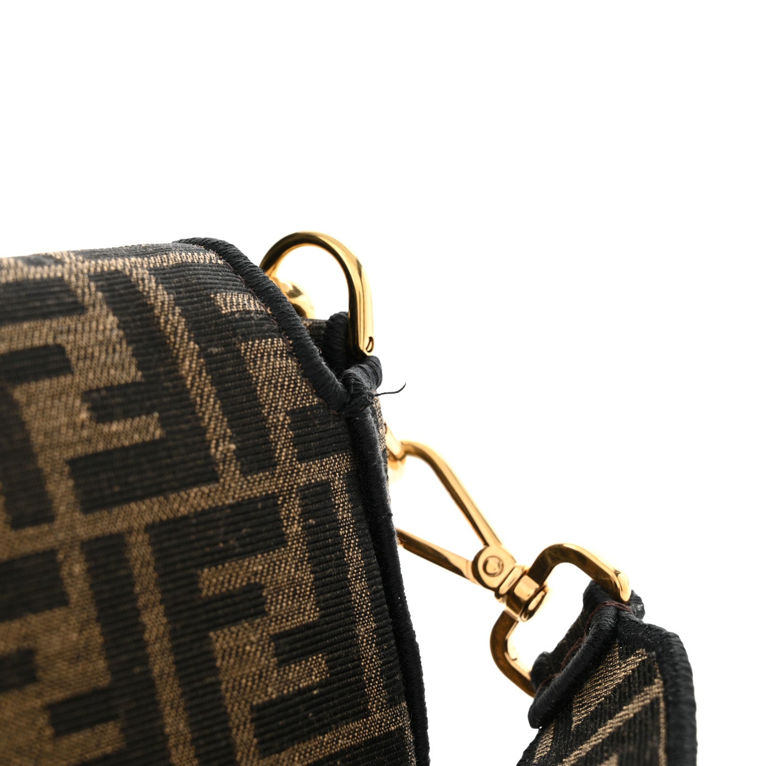 Fendi Fabric Jacquard FF 1974 Medium Baguette Tobacco Moro Black 12 of 12