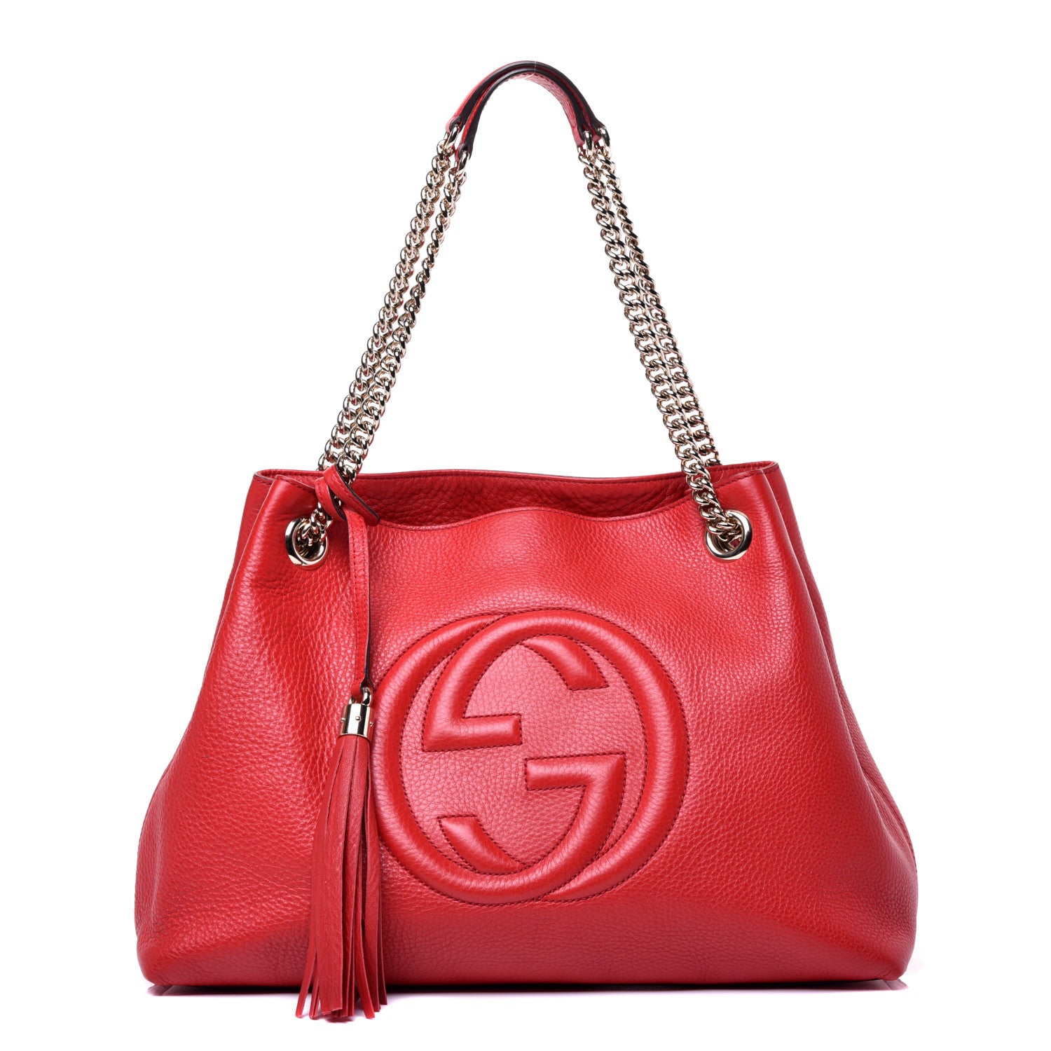 Gucci Pebbled Calfskin Medium Soho Chain Shoulder Bag Tabasco Red 1 of 9