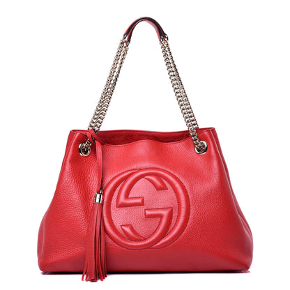 Gucci Pebbled Calfskin Medium Soho Chain Shoulder Bag Tabasco Red 1 of 9