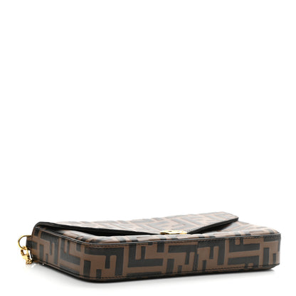 Fendi Vitello Soft F is Fendi Bi-Color FF 1974 Embossed Envelope Wallet on Chain Maya Black 3 of 9