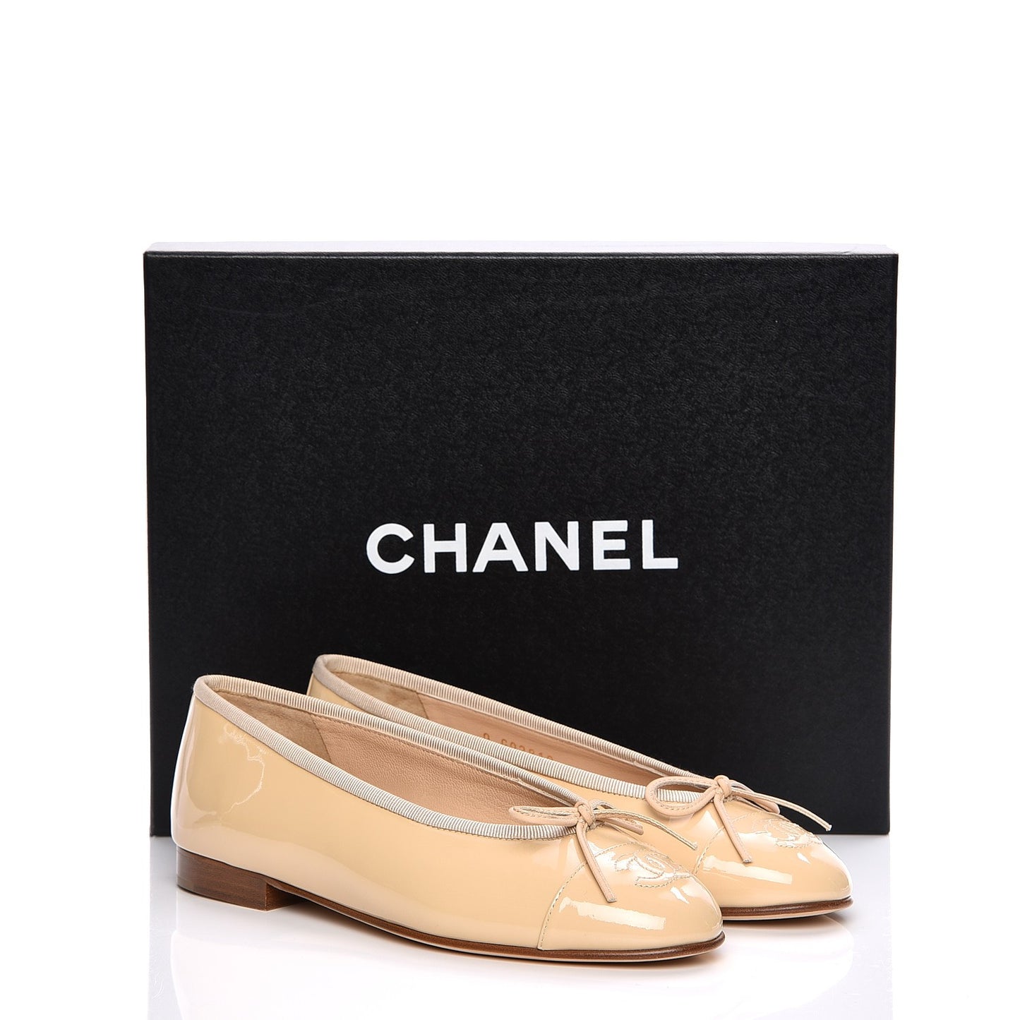 Patent CC Cap Toe Ballerina Flats 35.5 Beige