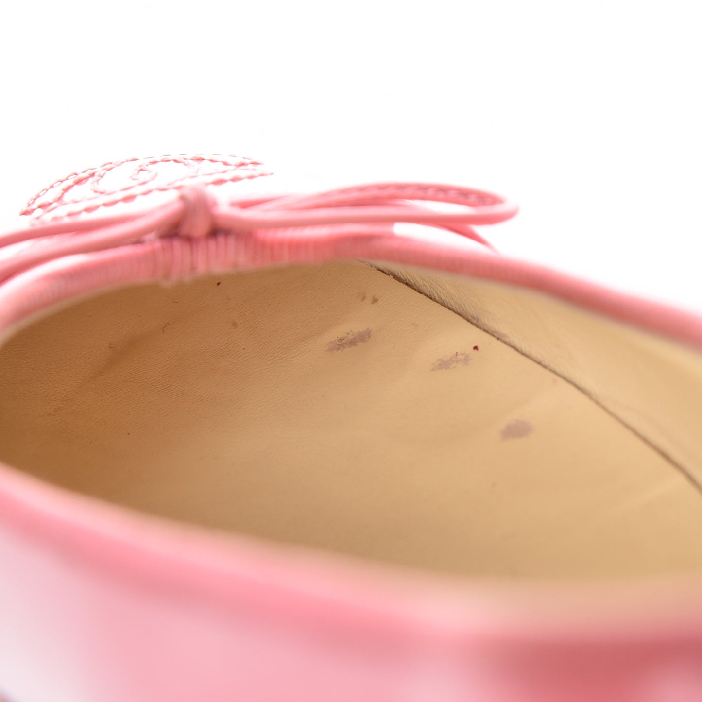 Patent CC Cap Toe Ballerina Flats 39.5 Light Pink