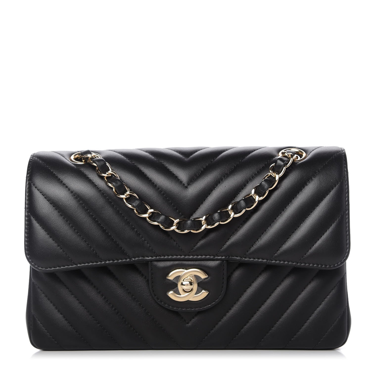Chanel Lambskin Chevron Quilted Small Double Flap Black 1 of 11