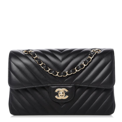 Chanel Lambskin Chevron Quilted Small Double Flap Black 1 of 11