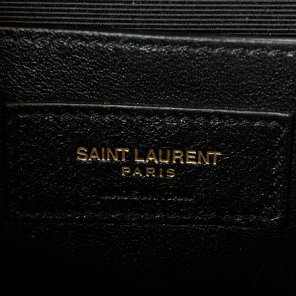 Saint Laurent Grain De Poudre Textured Mixed Matelasse Triquilt Small Monogram Satchel Dark Beige 7 of 11