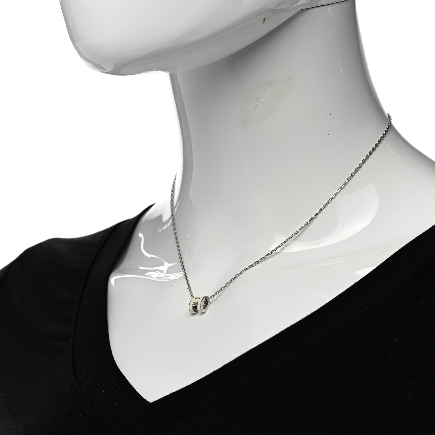 Lacquered Palladium Mini Pop H Pendant Necklace White