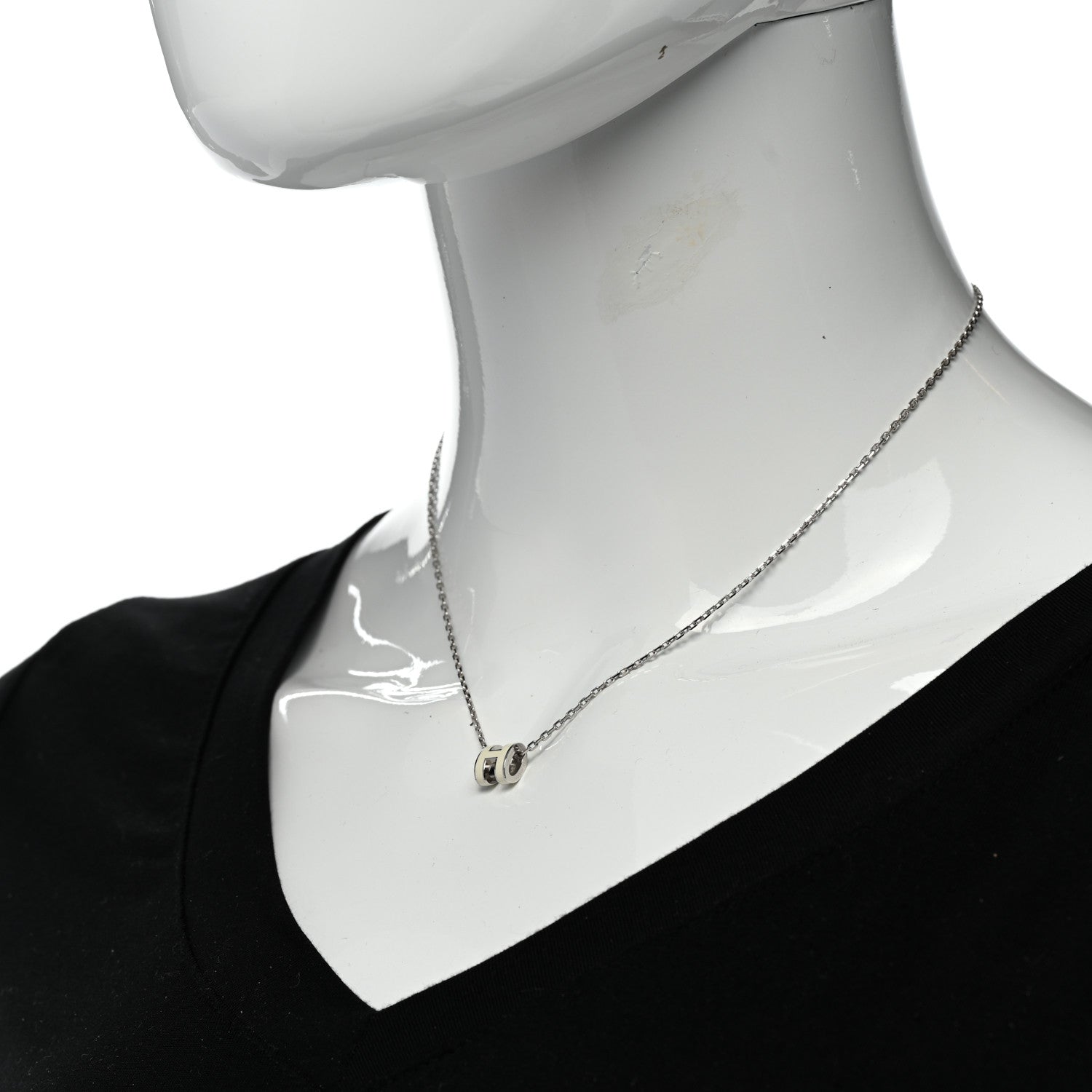 Hermes Lacquered Palladium Mini Pop H Pendant Necklace White 2 of 6