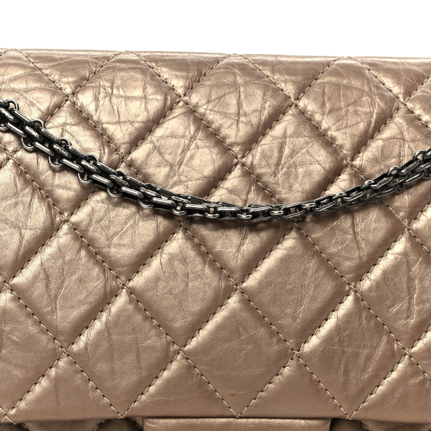 Metallic Aged Calfskin Quilted 2.55 Reissue 227 Flap Dark Gold