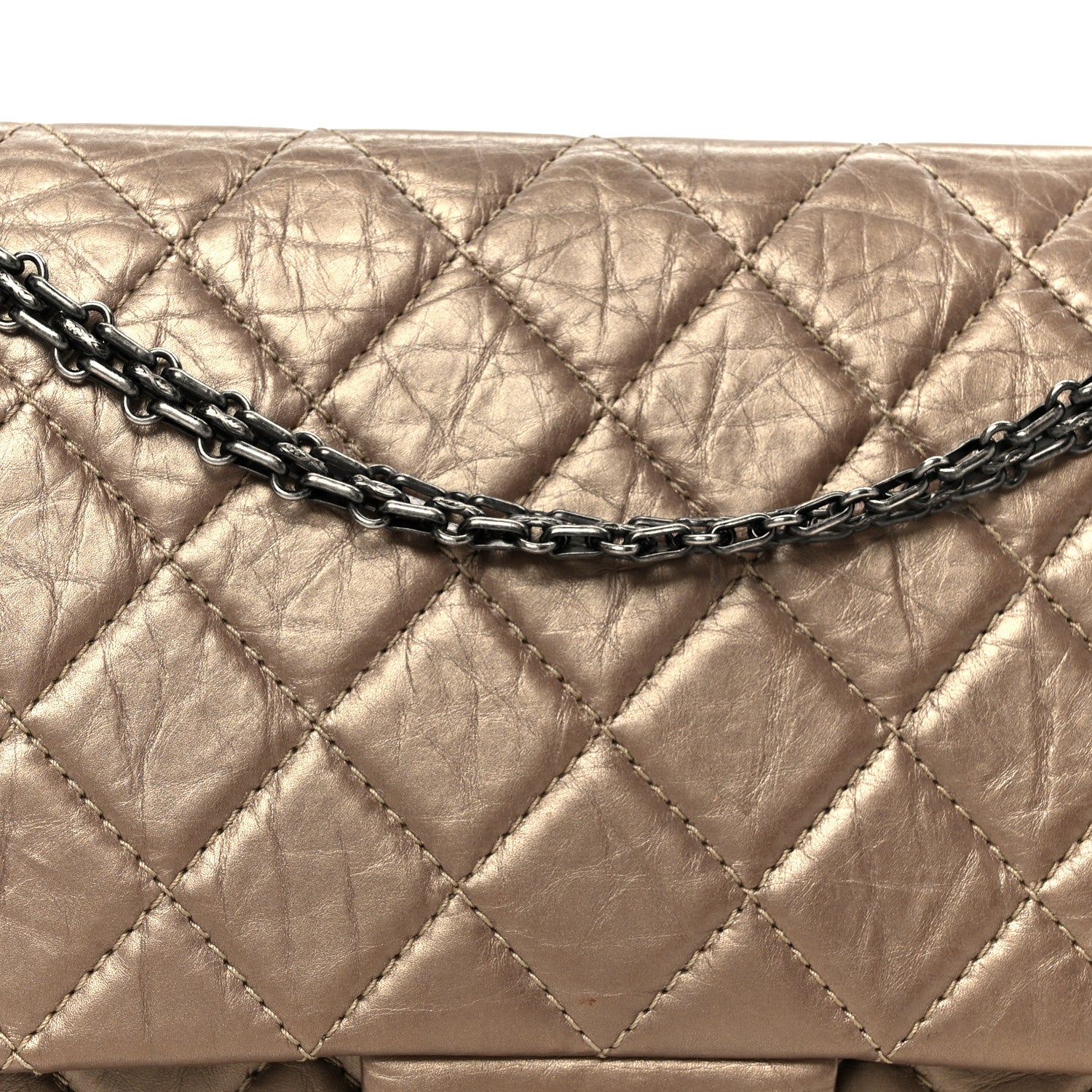 Chanel Metallic Aged Calfskin Quilted 2.55 Reissue 227 Flap Dark Gold 8 of 10
