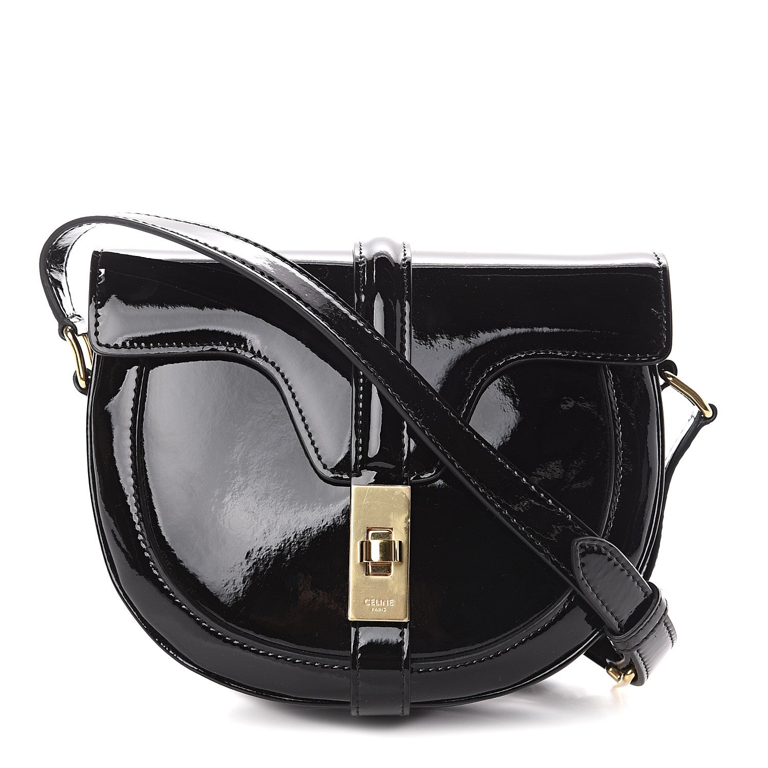 Celine Patent Calfskin Besace Small 16 Black 1 of 8