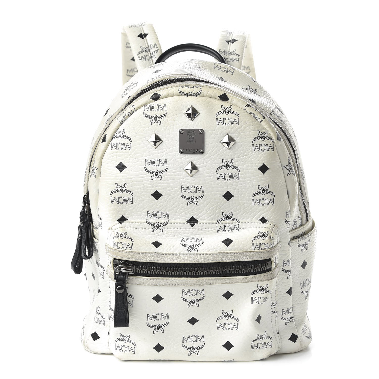 MCM Visetos Small Sprinkle Stud Stark Backpack White 1 of 15